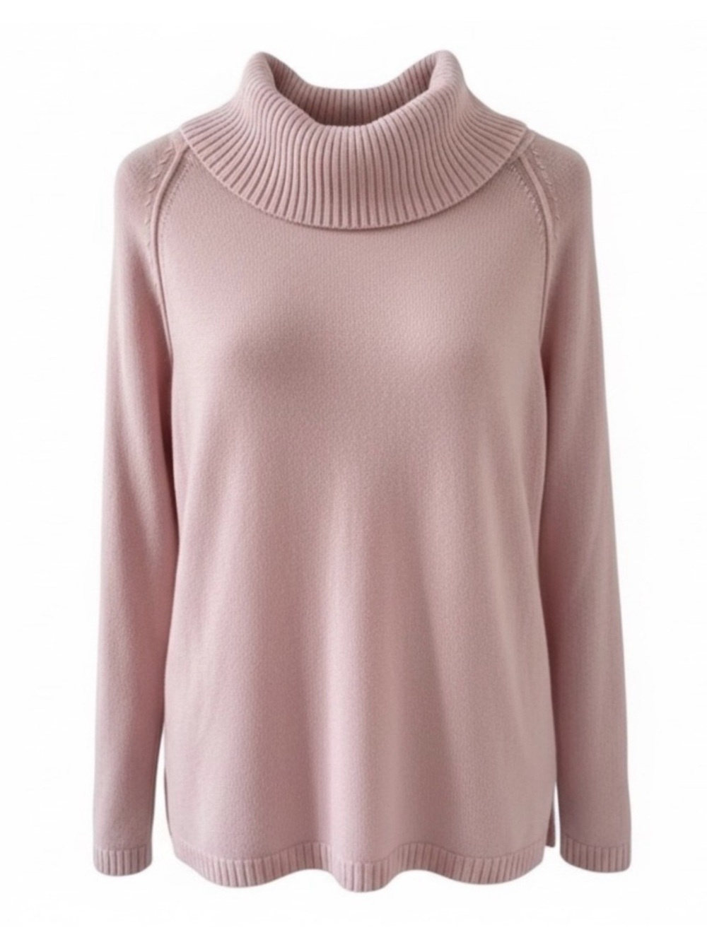 Kim Rogers Light Pink Cowl Neck Long Sleeve Cotton Knit Sweater Size Small - Picture 2 of 8